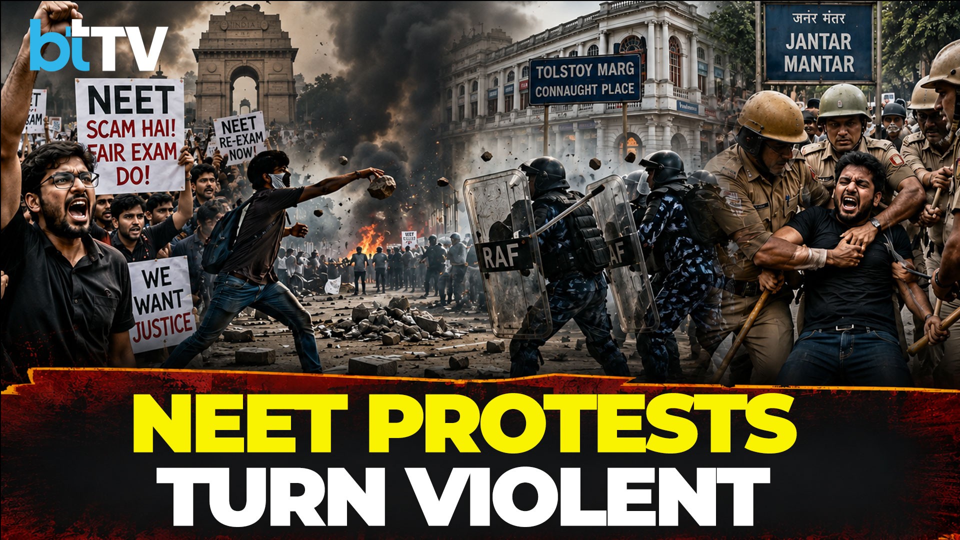 Delhi NEET Protests Turn Violent As Cops Attacked, Over 118 Personnel Reportedly Injured