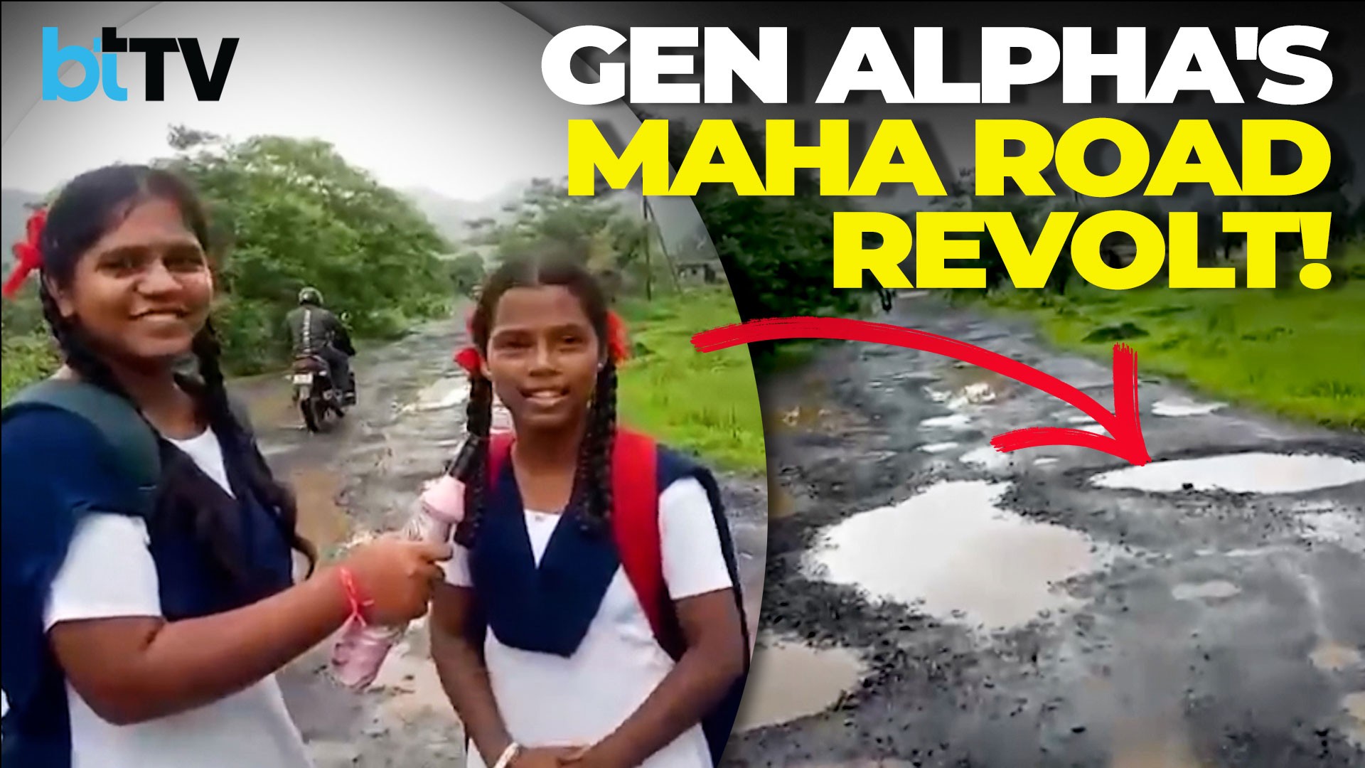 3 Schoolgirls Expose Maharashtra's Pothole Nightma
