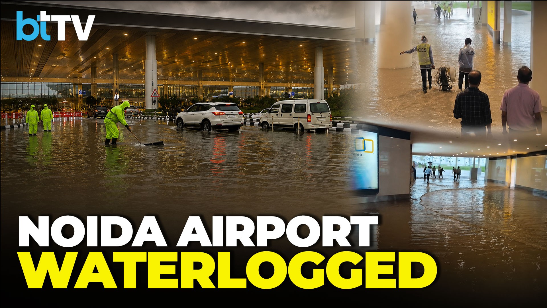 Heavy Rain Causes Waterlogging At Newly Inaugurated Noida International Airport