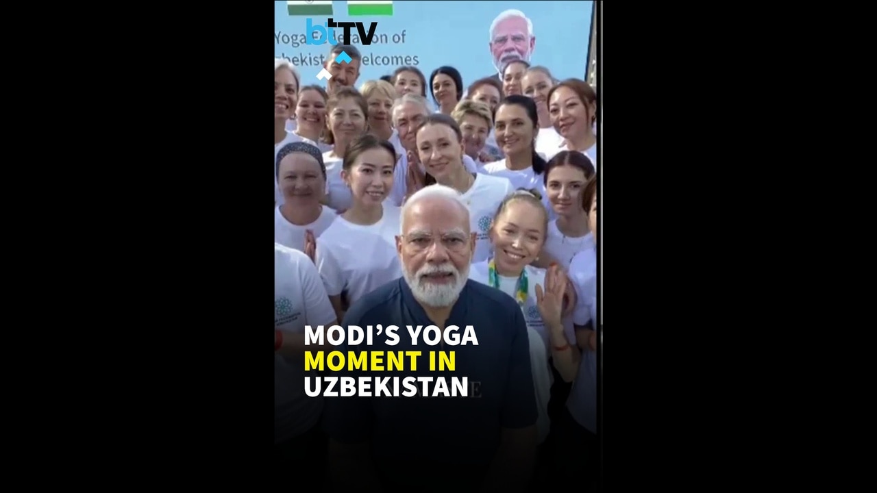 PM Modi Joins Yoga Session In Tashkent, Interacts 