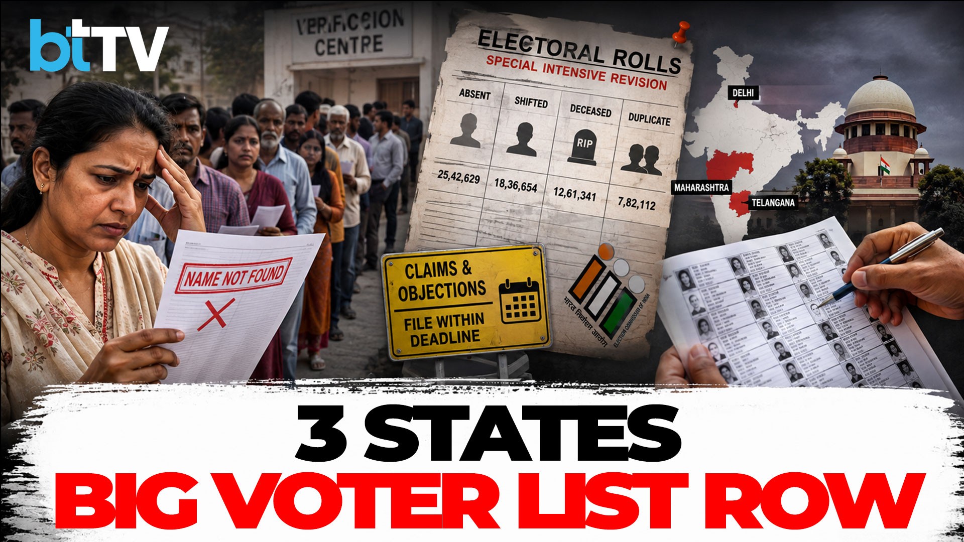 Delhi, Maharashtra & Telangana S.I.R: Crores Flagged, Names Deleted From Draft Voter Lists