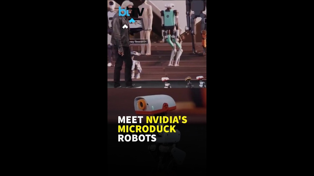 NVIDIA CEO Jensen Huang's Tiny Microduck Robots St