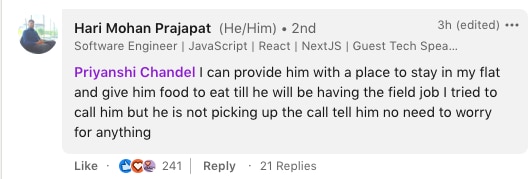 LinkedIn user comes to help