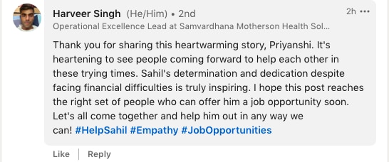 LinkedIn user comes to help