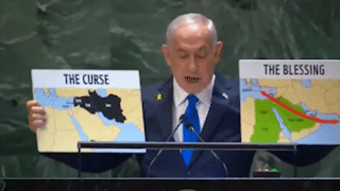 Israeli PM Benjamin Netanyahu shows maps at United Nations India shown as blessing - India Today
