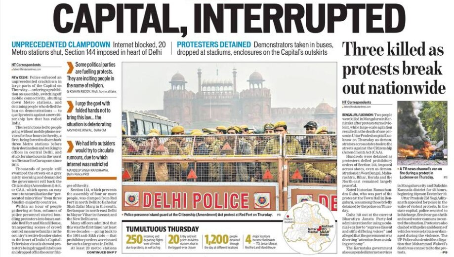 Protests against CAA intensify across country How Indian newspapers covered the stir India Today