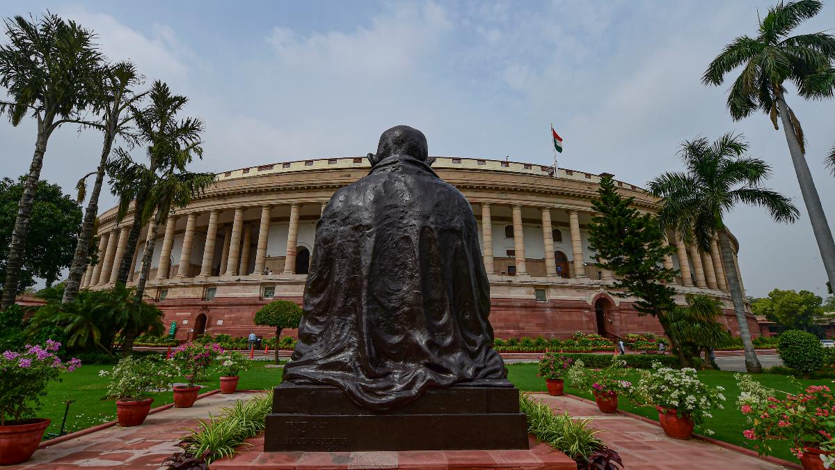 New Delhi: A view of Parliament building during ongoing Monsoon Session, in New Delhi. (Image: PTI)