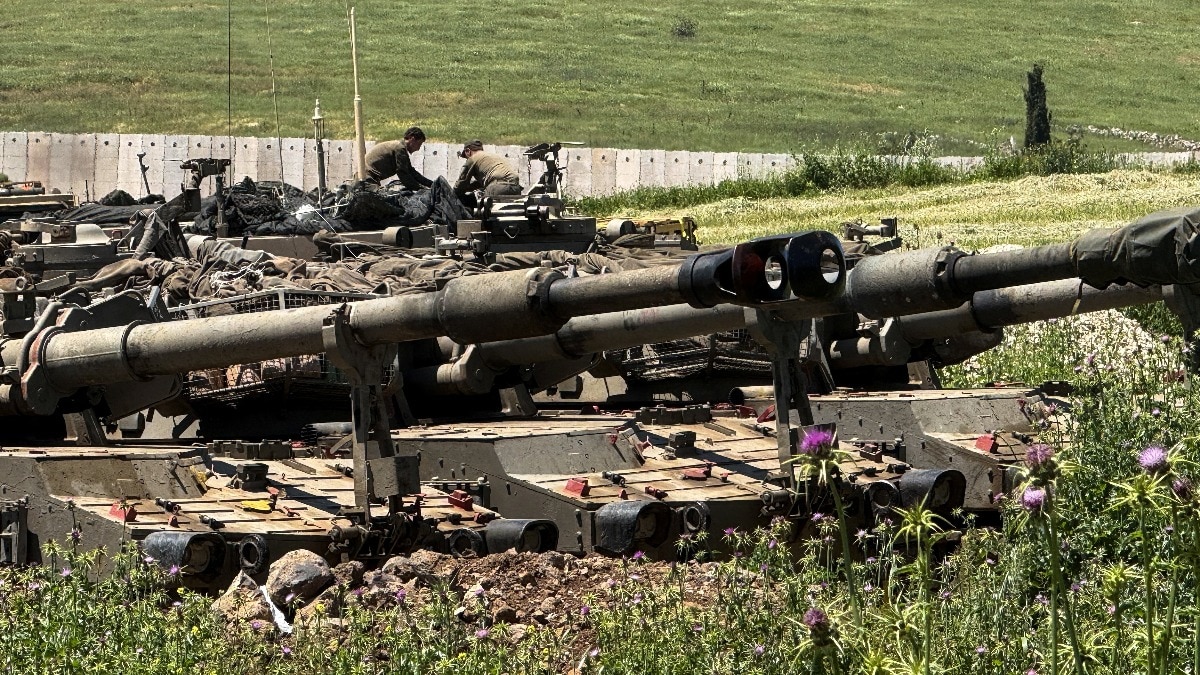 Israeli soldiers on Israeli artillery units on the Israeli side of the Israel-Lebanon border, in northern Israel