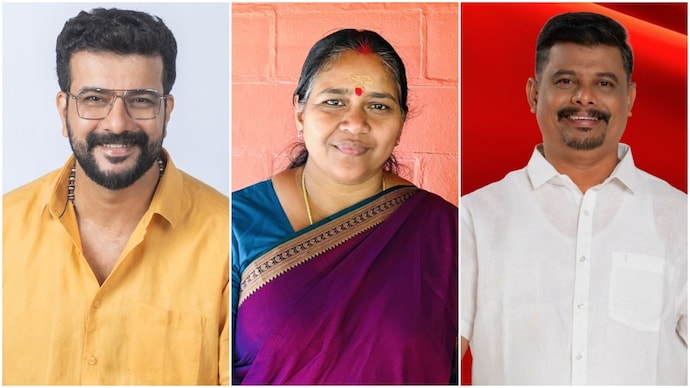 Palakkad Election Result 2026: Congress’s Ramesh Pisharody, BJP’s Shobha Surendran and CPI(M)-backed NMR Razak.