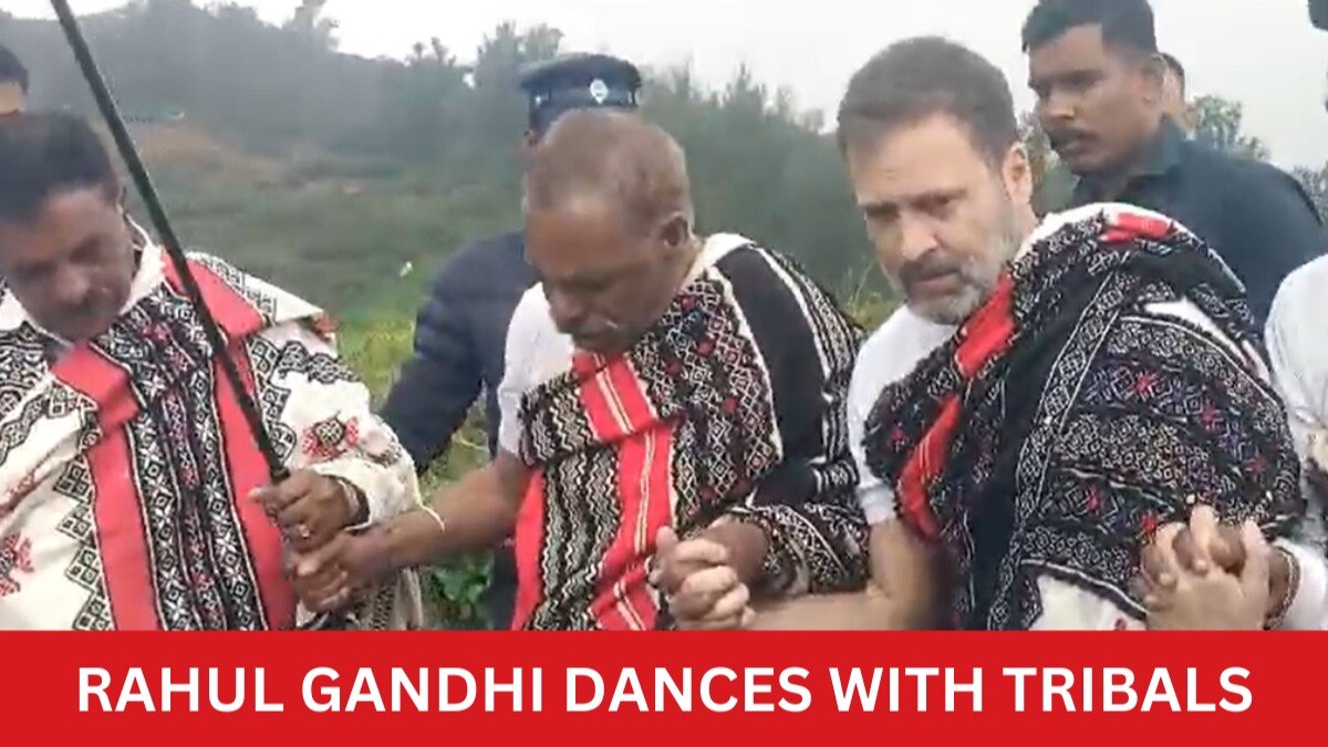 Rahul Gandhi dances with Tribal community.