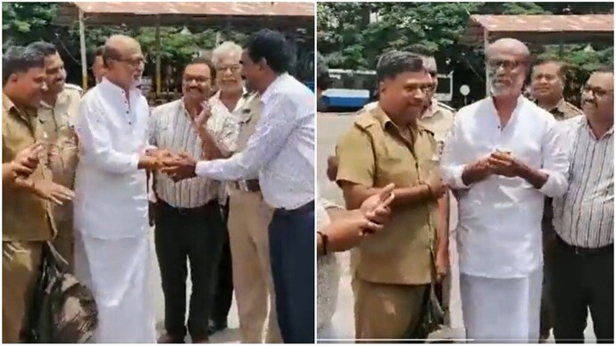 Watch: Rajinikanth surprises bus depot members in Bengaluru, fans touch his feet - India Today