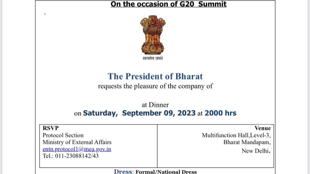 'President of Bharat' invitation