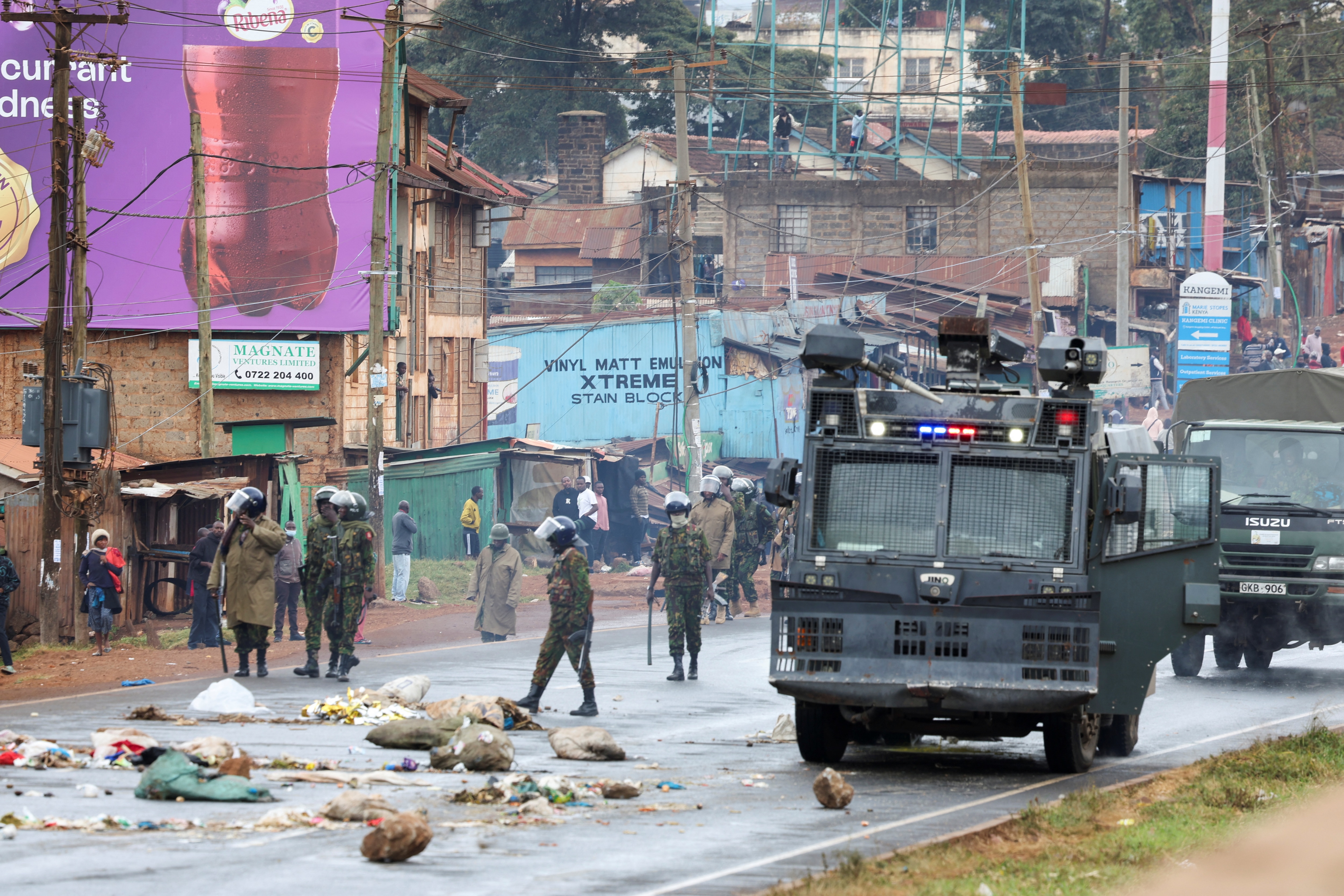 kenya anti-government protests democracy struggle police road debris