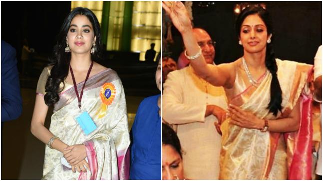 Image result for Janhvi wore sridevi's saree at 65th National Film Awards