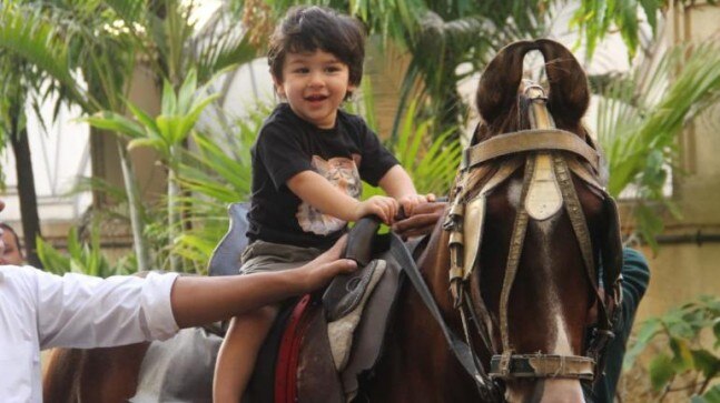Taimur Ali Khan enjoying a horse riding session is 