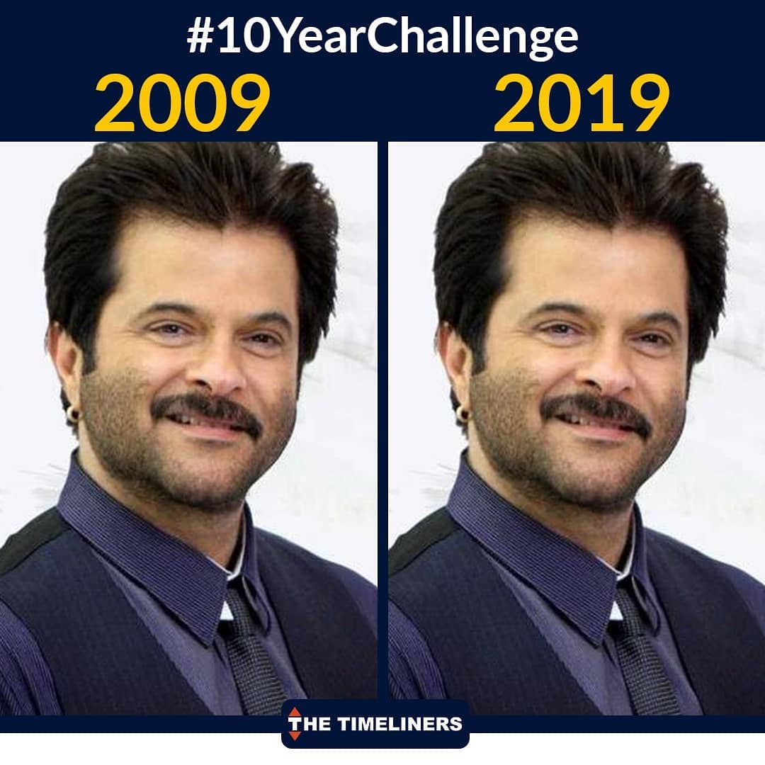 A viral meme of Anil Kapoor, where the tagline in #10YearChallenge