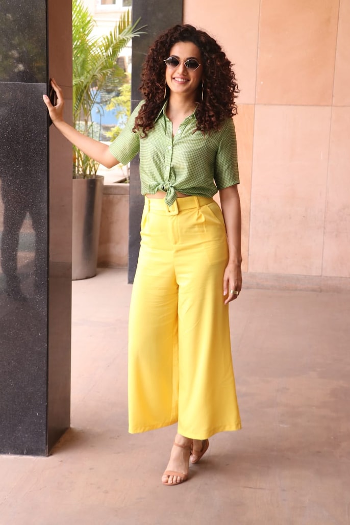 Taapsee Pannu in green shirt and yellow pants exudes strong summer