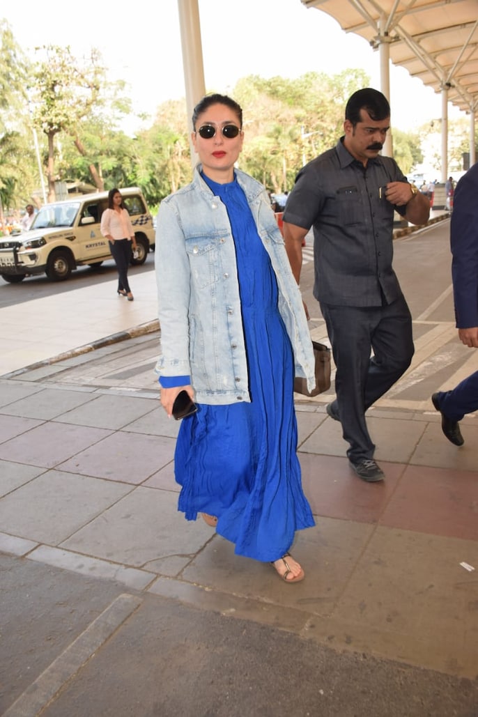 Kareena Kapoor pairs dress with denim jacket at airport, does monotone right - India Today Kareena Kapoor pairs dress with denim jacket at airport, does monotone right - India Today