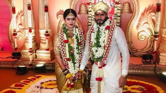 Revathi and Nikhil Kumaraswamy at their wedding Revathi and Nikhil Kumaraswamy at their wedding