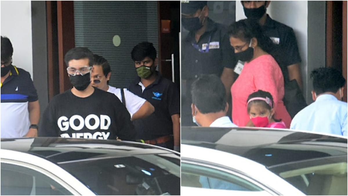 Karan Johar was spotted with his family at Malina Airport in Mumbai today.