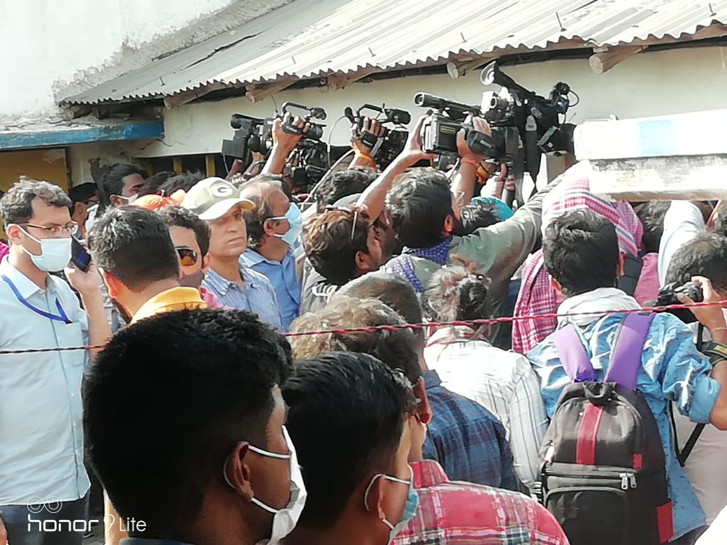 TMC supremo Mamata Banerjee at polling booth where violence took place in Boyal, East Midnapore