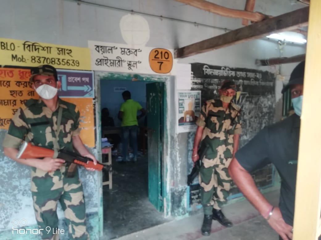 TMC supremo Mamata Banerjee at polling booth where violence took place in Boyal, East Midnapore