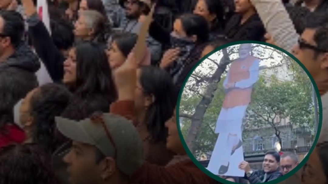 Modi supporters vs student protesters outside Indian High Commission in London