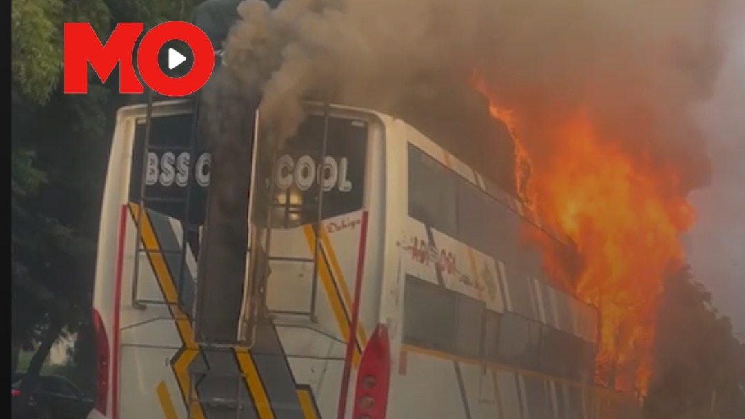 Sleeper bus goes up in flames on noida expressway