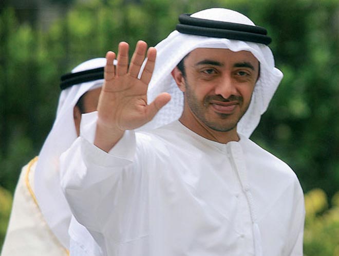 UAE Foreign Minister Sheikh Abdullah, UK NSA Nigel Kim Darroch hold