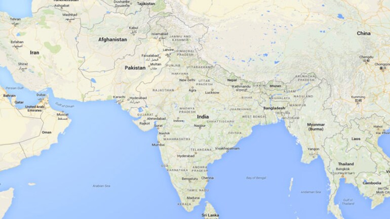 google displays incorrect map of india
