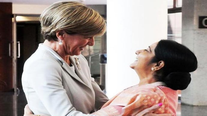 Australian foreign minister Julie Bishop and Sushma Swaraj