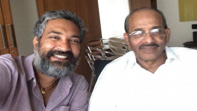 KV Vijayendra Prasad with son SS Rajamouli (left). Photo from Rajamouli's Facebook wall.