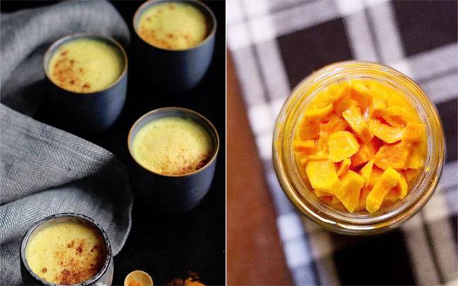  Turmeric milk and pickles are some of the dishes that are really beneficial for your health. Picture courtesy: Pinterest/Figs and Pigs/vegrecipesofindia.com