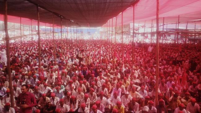 Farmers gathering at Mumbai's Azad Maidan