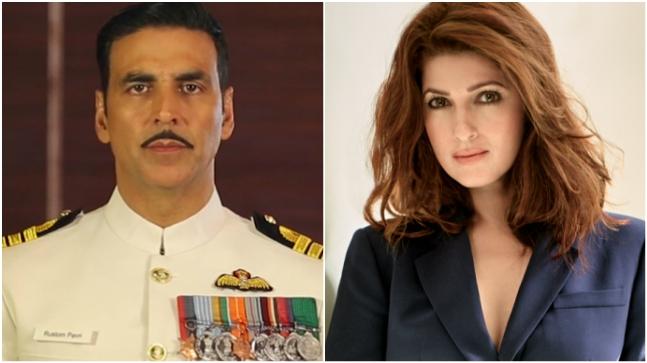 Akshay Kumar in the Indian Navy uniform in a still from Rustom (L) and Twinkle Khanna