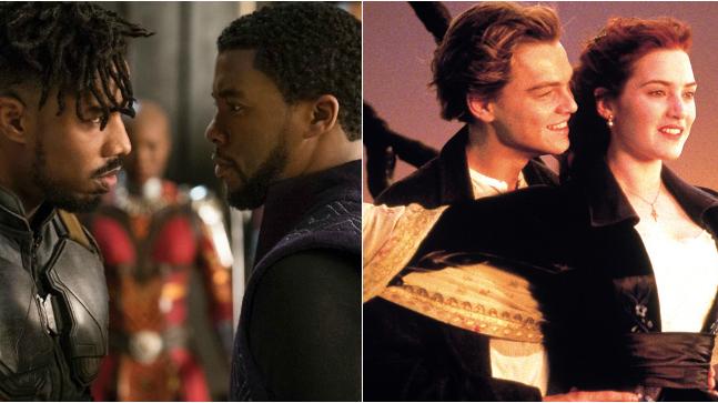 Stills from Black Panther and Titanic