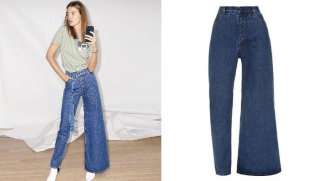 ksenia schnaider asymmetrical jeans
