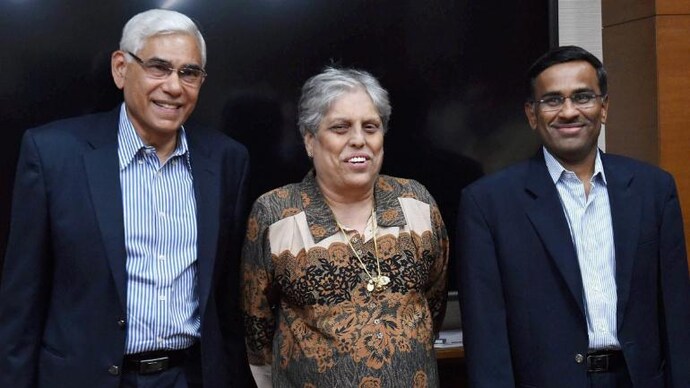 Committee of Administrators chief Vinod Rai with other members of the Supreme Court-appointed committee (PTI Photo)