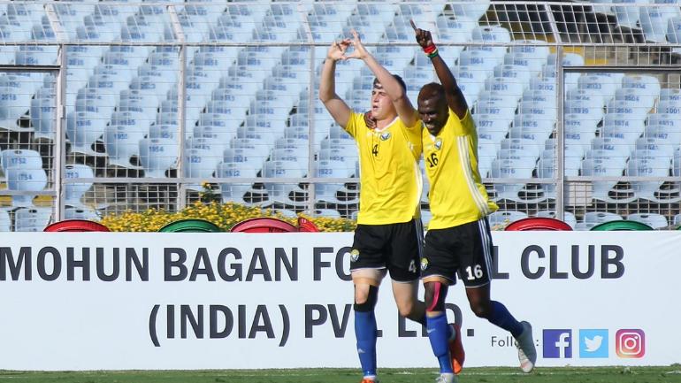 Mason Robertson celebrates after scoring against Mohun Bagan (Photo tweeted by @ILeagueOfficial)