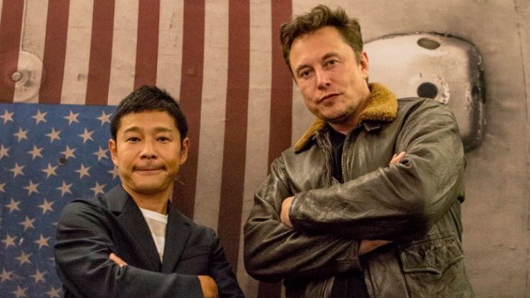 Yusaku Maezawa seen with the iconic Elon Musk
