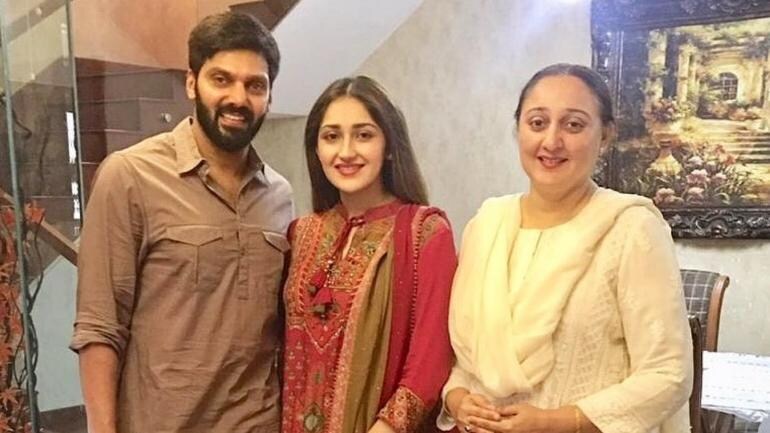 newlyweds arya and sayyeshaa celebrate