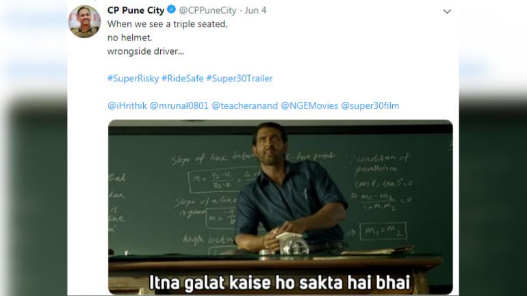 Pune Police tweets about road-safety with Super 30 meme. Don't miss Hrithik Roshan's response