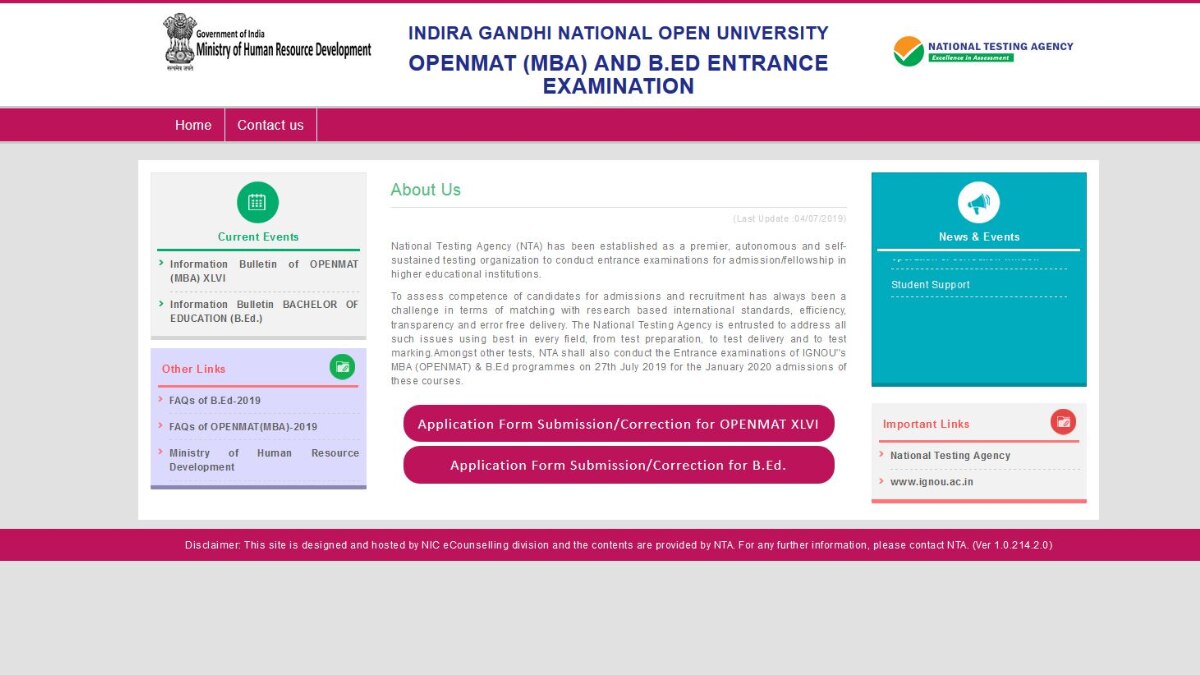 NTA IGNOU OPENMAT, BEd Exam 2019 admit cards to be out on this date Check direct link to