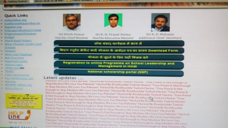 Bihar Govt Website Hacked Hackers Post Message Praising Pak India News