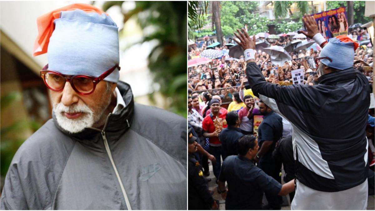 Fans flock to Amitabh Bachchan's bungalow for Sunday darshan despite rain. It pours love, he says