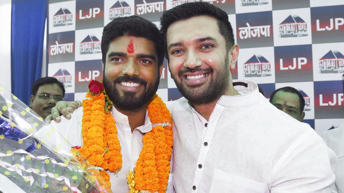 LJP MP Prince Raj and TMC MP Mahua Moitra at Parliament