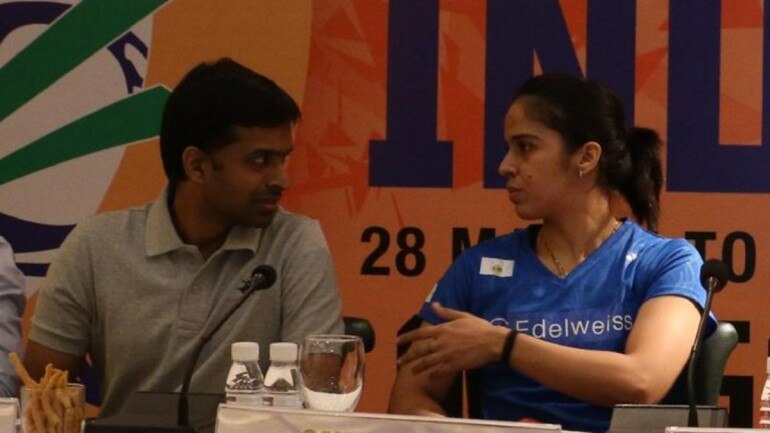 Pullela Gopichand with Saina Nehwal.(@PBLIndiaLive Photo)