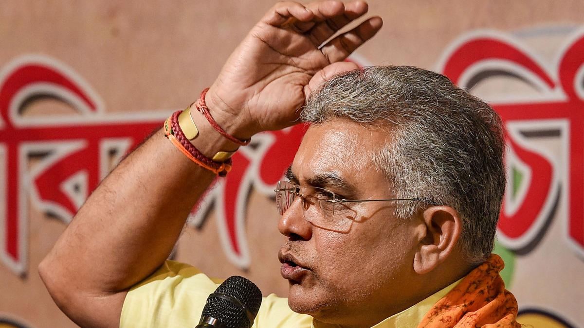 Mahua Moitra with West Bengal BJP President Dilip Ghosh at Parliament  News Photo - Getty Images