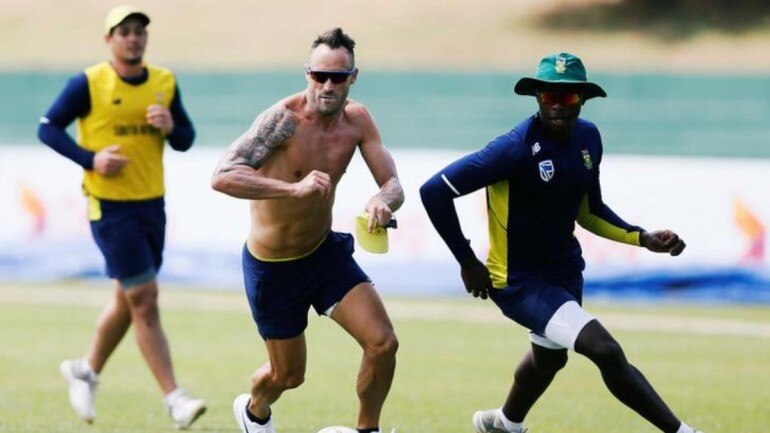 South Africa cricketers during a warm-up session (Reuters Image)