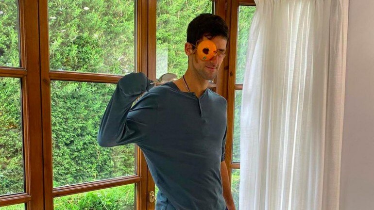 Novak Djokovic shows 'his version of Captain Hook' during coronavirus lockdown